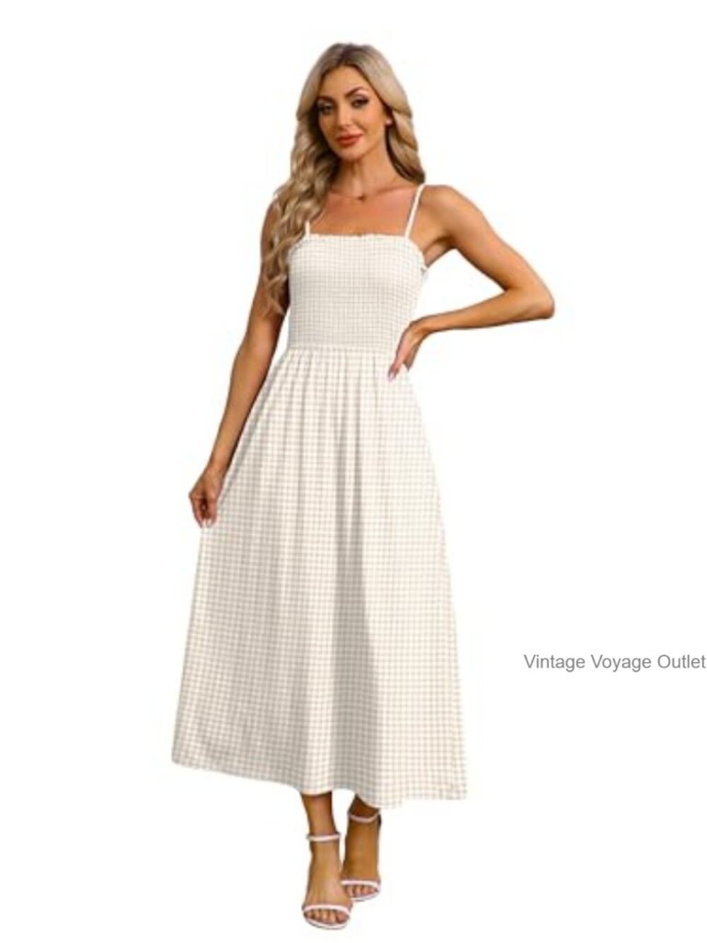Smocked Spaghetti Strap Maxi Dress with Pockets - Picture 4 of 7